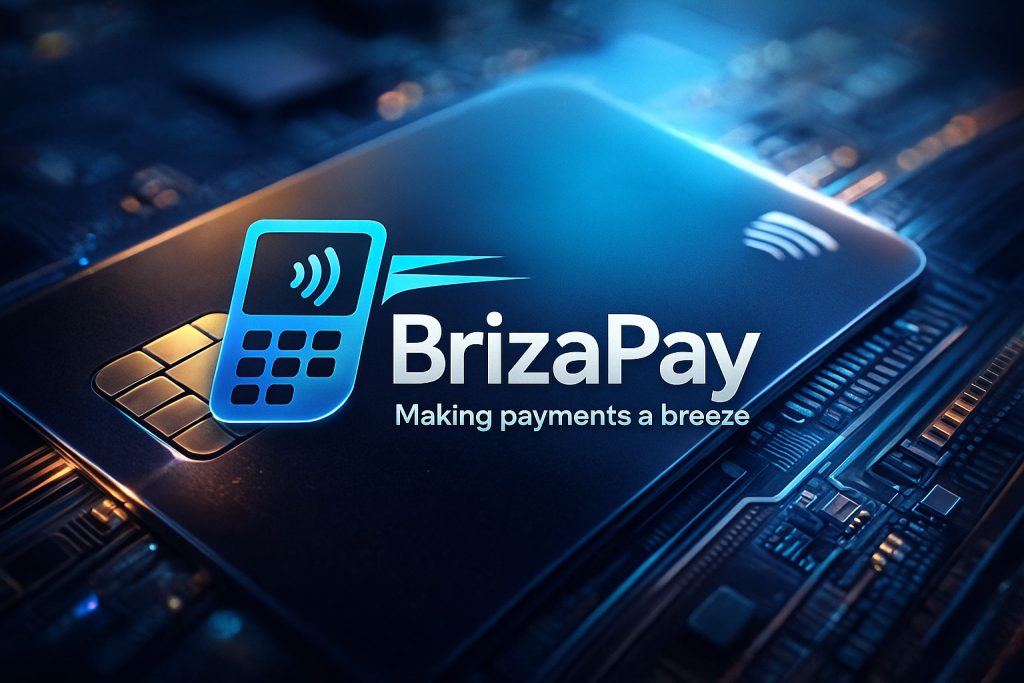 brizapay logo on a tech background